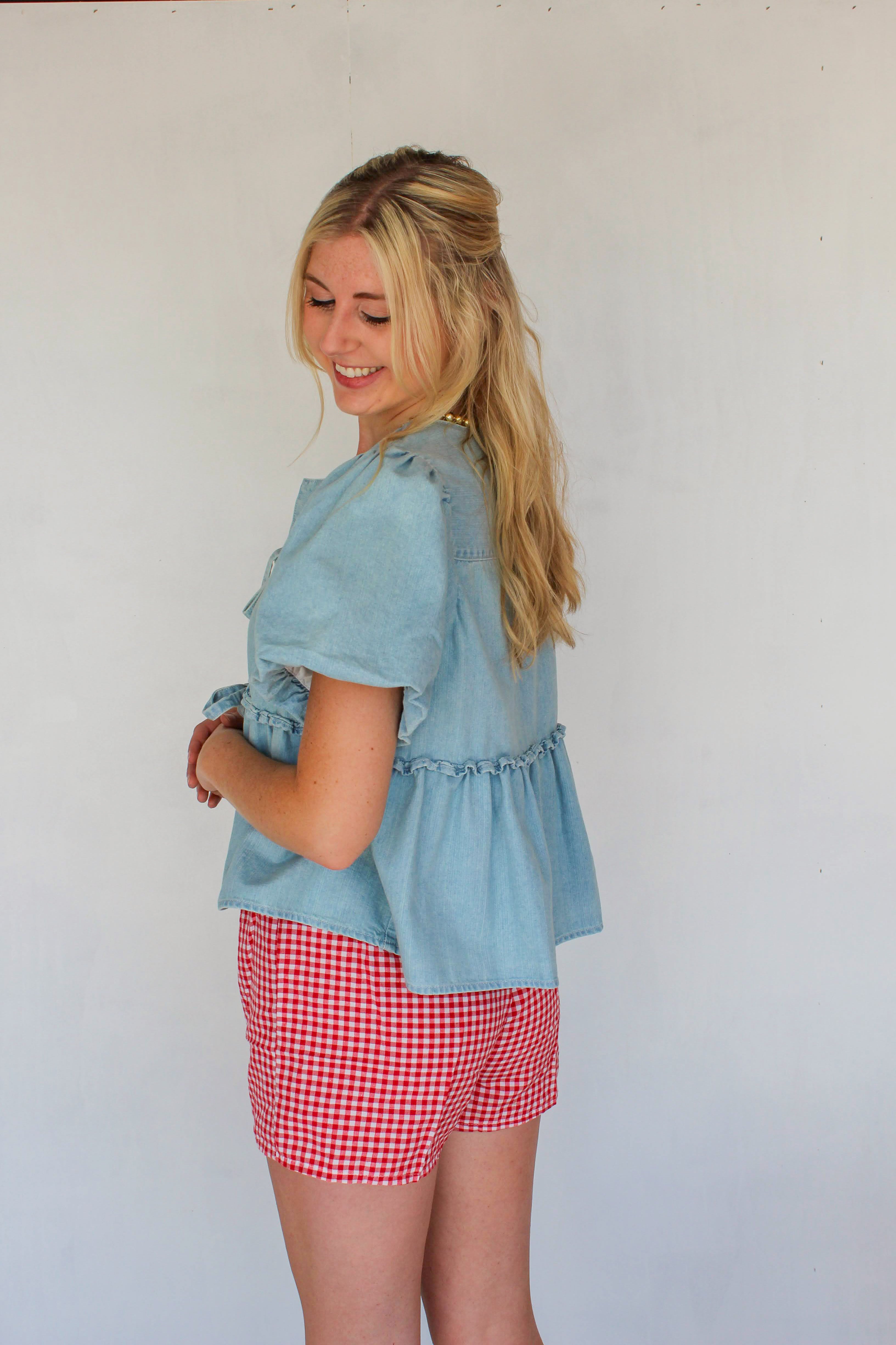 denim peplum top